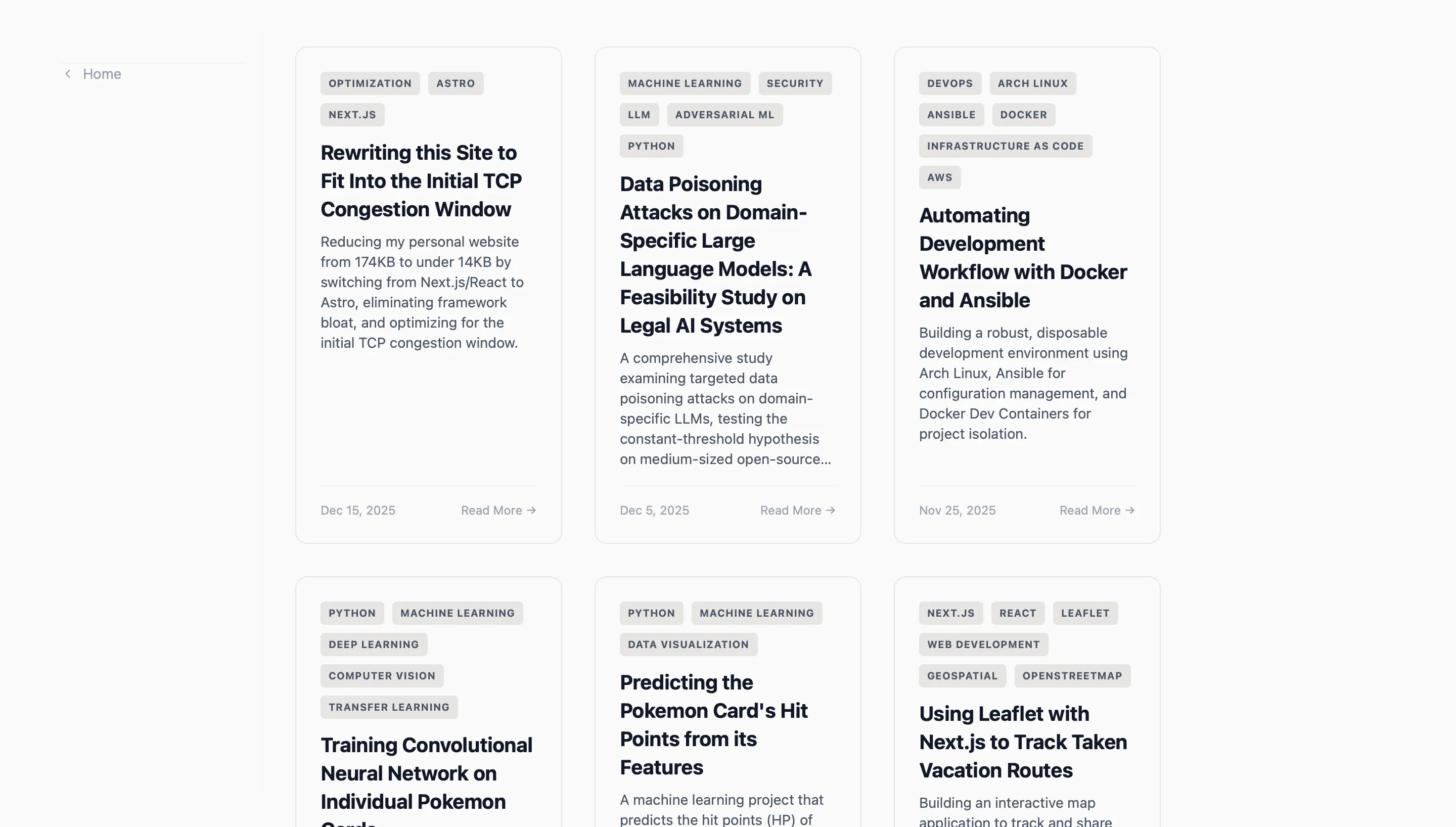 New projects page